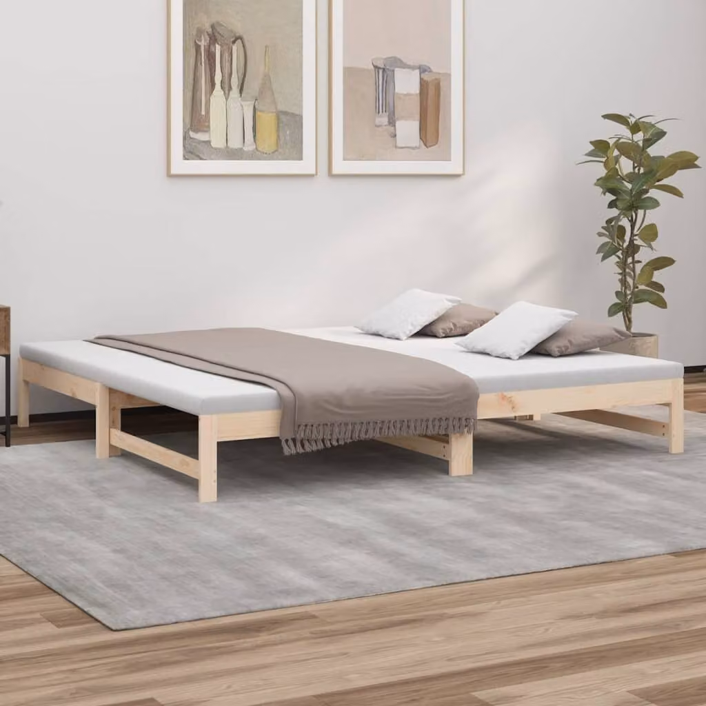 The Living Store letto da giorno allungabile 2x(80x200) cm in legno di pino massiccio