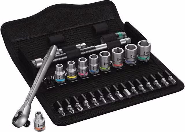 Set di bussole e inserti Wera Zyklop Metal Imp 1/4" in acciaio al cromo-molibdeno, 28 pezzi, multicolore