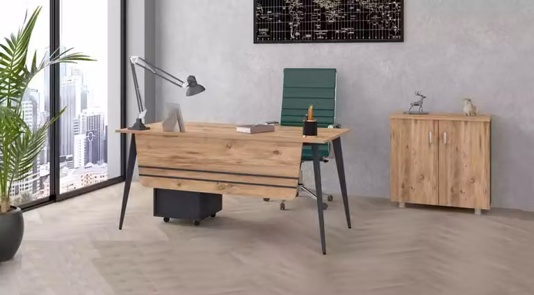 Tisch Büro Set Garnitur Möbel Schreibtisch mit Aktenschrank Komplett 2tlg