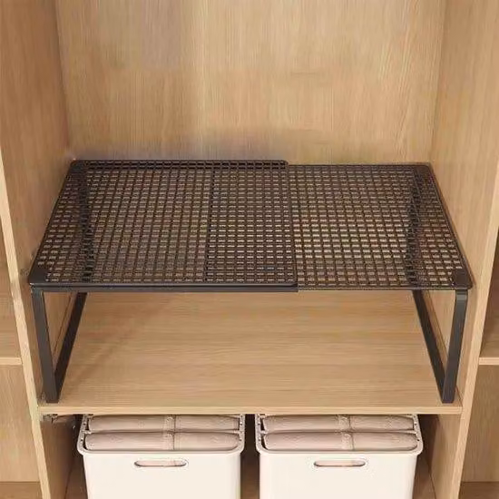 Scaffale da incasso in metallo impilabile per cucine, bagni, dispense, credenze e sotto il lavello, nero, 24,41 x 10,63 x 8,66 pollici.