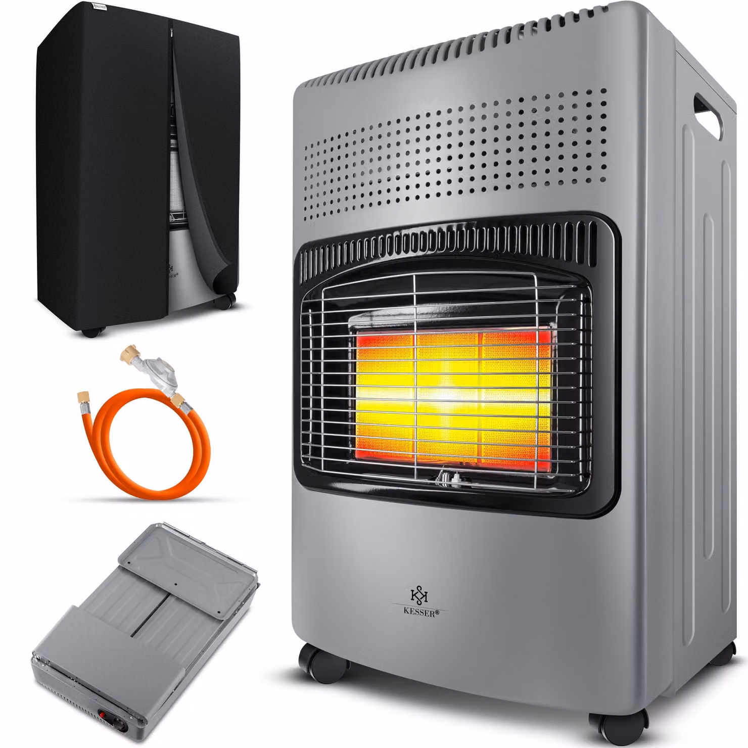 KESSER® Stufa a gas in Vetroceramica da 4200W, inclusa valvola di regolazione della pressione del gas e tubo del gas