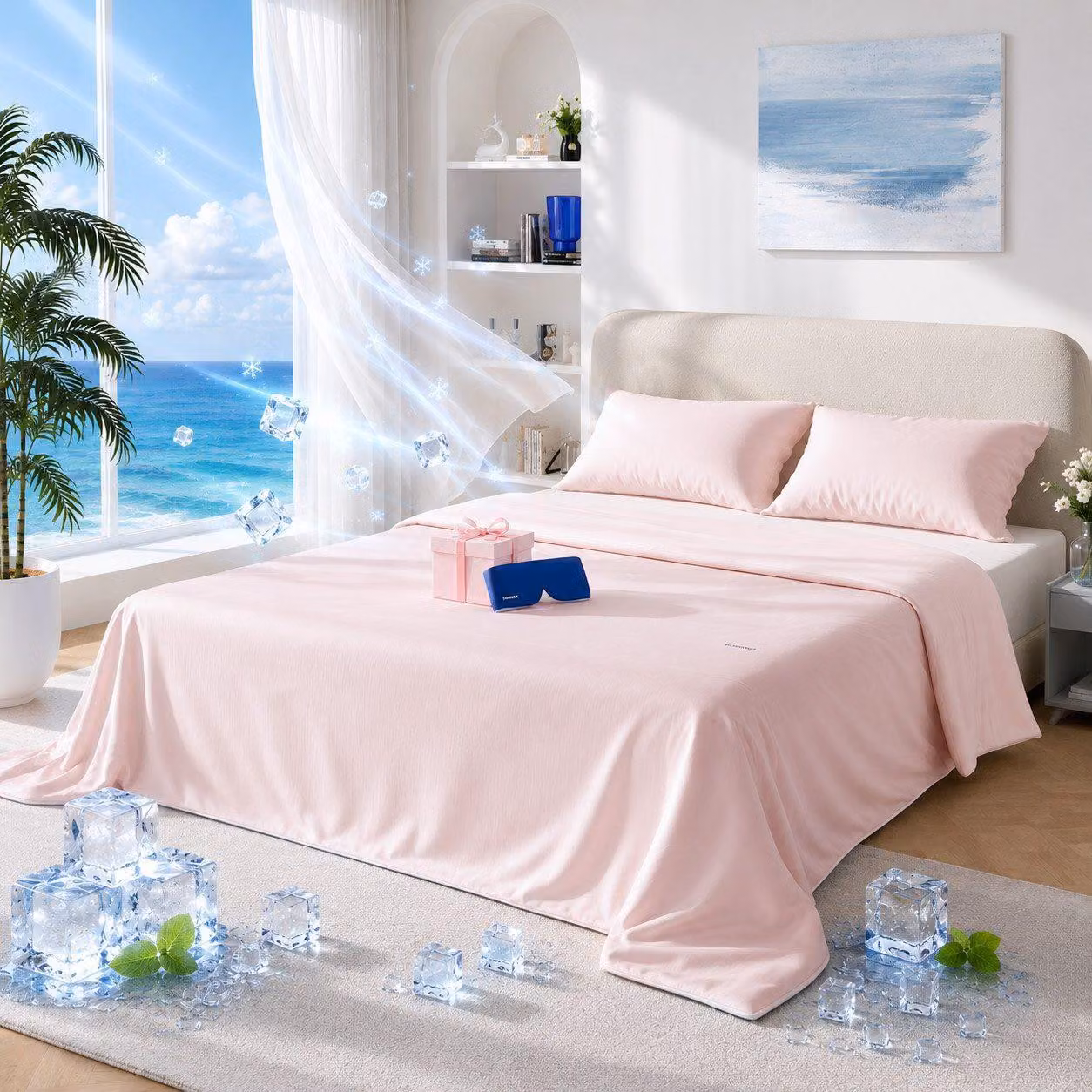 Copertura per piumino in microfibra, 200x200 cm, coperta estiva traspirante, coperta reversibile, inclusa una mascherina per dormire gratuita, lavabile (rosa)