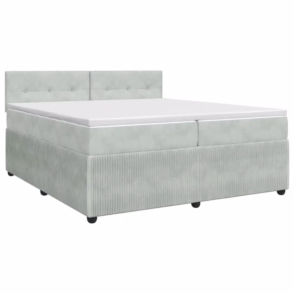 Letto box spring con materasso ibrido vidaXL in tessuto grigio e bianco L/P: 200 x 200 cm – 2