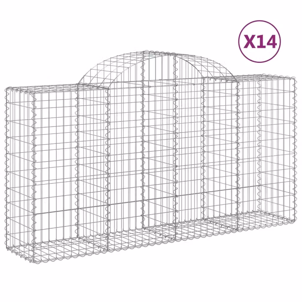 Set di 14 Cesti Gabbioni ad Arco Videx in Acciaio Zincato Argento L: 200 cm, P: 50 cm, H: 100/120 cm – 2