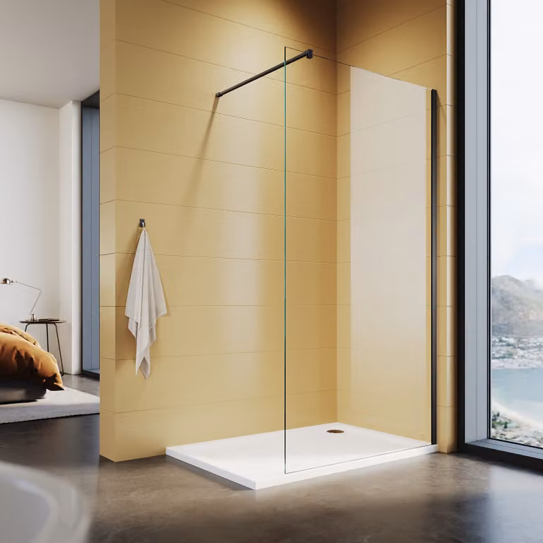 Cabina doccia SONNI 100x200cm, profilo nero, con stabilizzatore con nano rivestimento