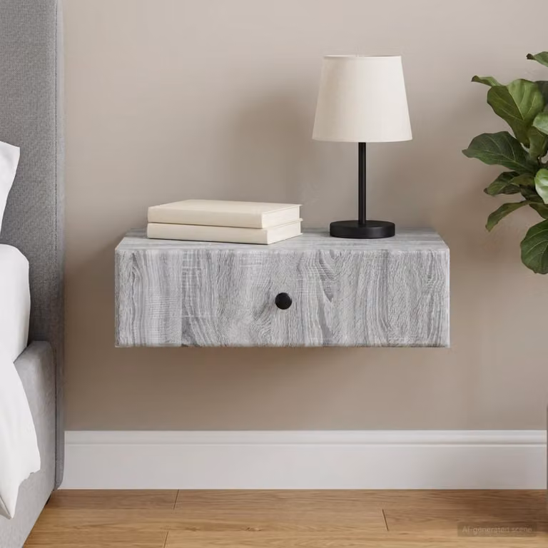 vidaXL Tavolino da Parete Laterale Moderno Grigio L: 59 cm, P: 34,5 cm, H: 17 cm