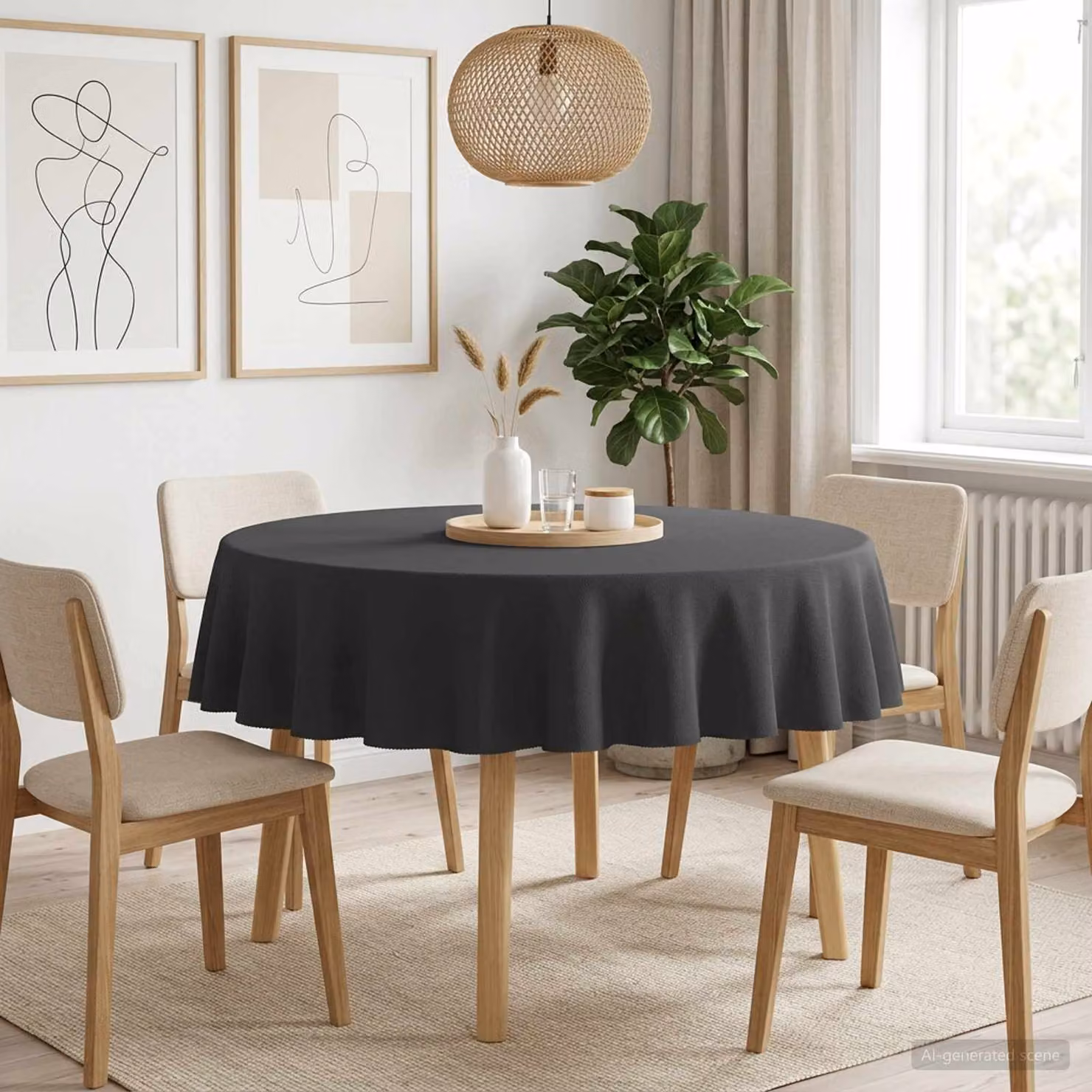 Tovaglia Rotonda vidaXL Grigio Scuro in Poliestere, Idrorepellente e Lavabile in Lavatrice, Ø 180 cm