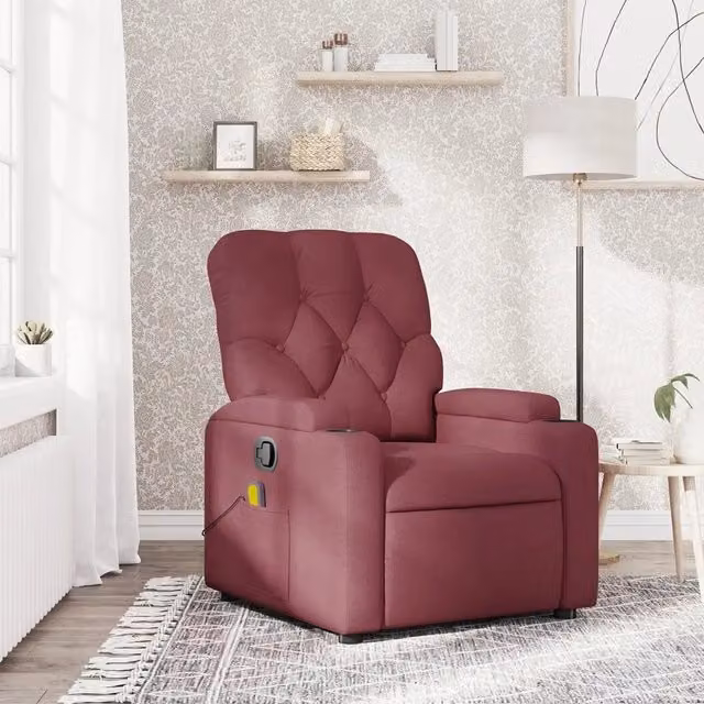 Divano Sedia-Poltrona Massaggiante Reclinabile Rosso Vino in Tessuto 669354