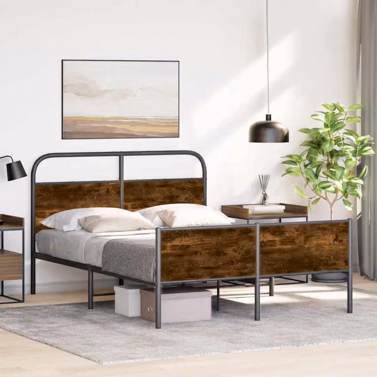 vidaXL Giroletto senza Materasso in Rovere Sonoma e Truciolato, L/P/H: 140 x 200 x 146 cm