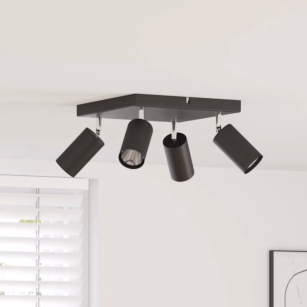 vidaXL Faretto da soffitto regolabile in metallo nero L: 26 cm, P: 26 cm, H: 16 cm