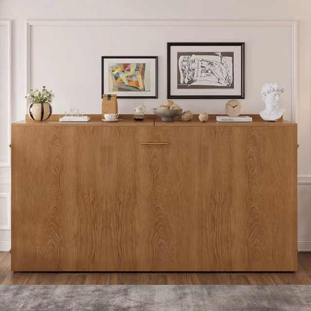 Letto matrimoniale pieghevole salvaspazio con materasso incluso in legno e metallo marrone L/P/H: 200 x 140 x 40 cm