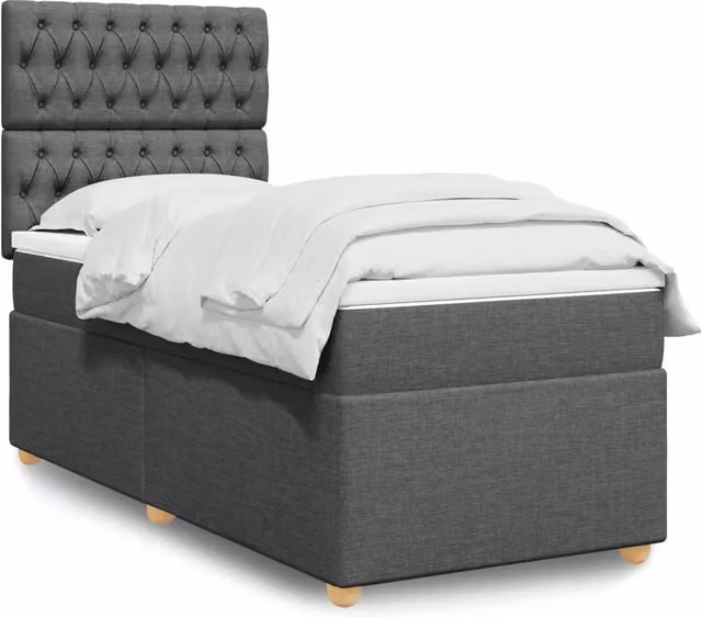 Giroletto a Molle con Materasso Grigio Scuro 90x190 cm Tessuto 3293443