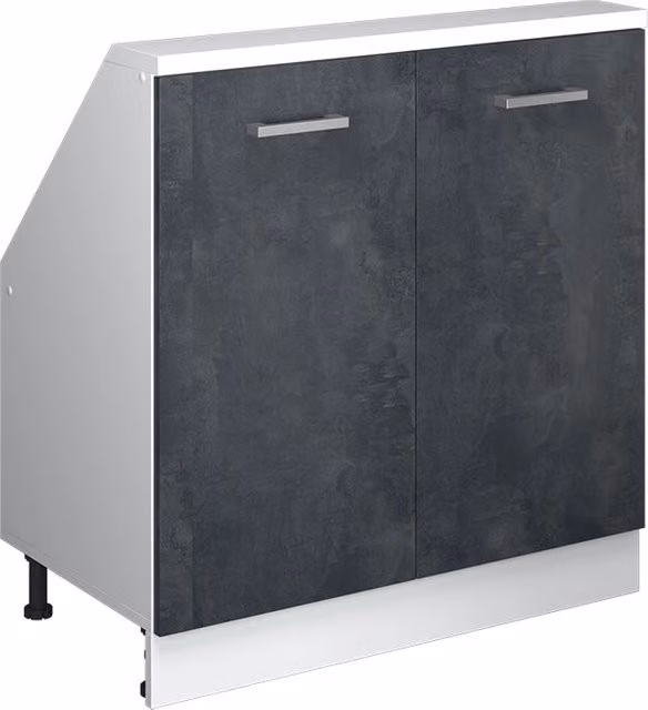 Mobile sottotetto Rion Vicco con 2 ante, Calce nera e Bianco, L: 83.8 cm, P: 46.0 cm, H: 80.0 cm