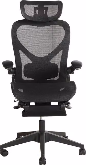Sedia da ufficio ergonomica moderna con poggiatesta e braccioli in tessuto nero per home office – 1