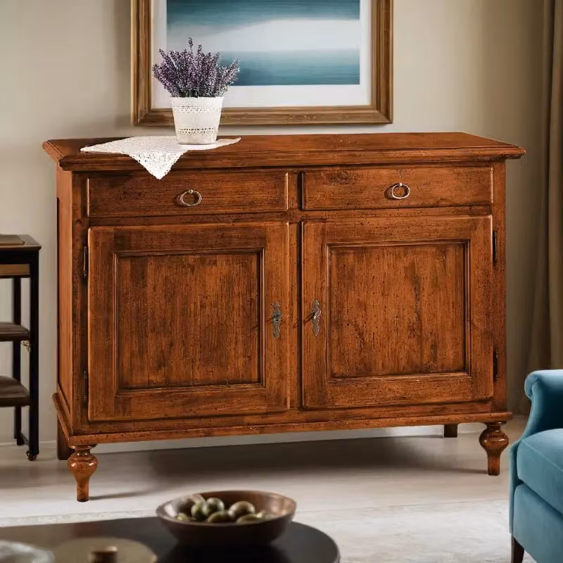 Madia credenza in legno stile arte povera tinta noce Mobili 2G L: 137 cm, P: 50 cm, H: 98 cm – 2