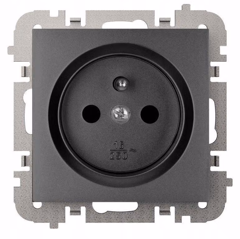 SANTRA 2P+Z, presa a muro senza cornice, da incasso, colore nero, modello 4133-19