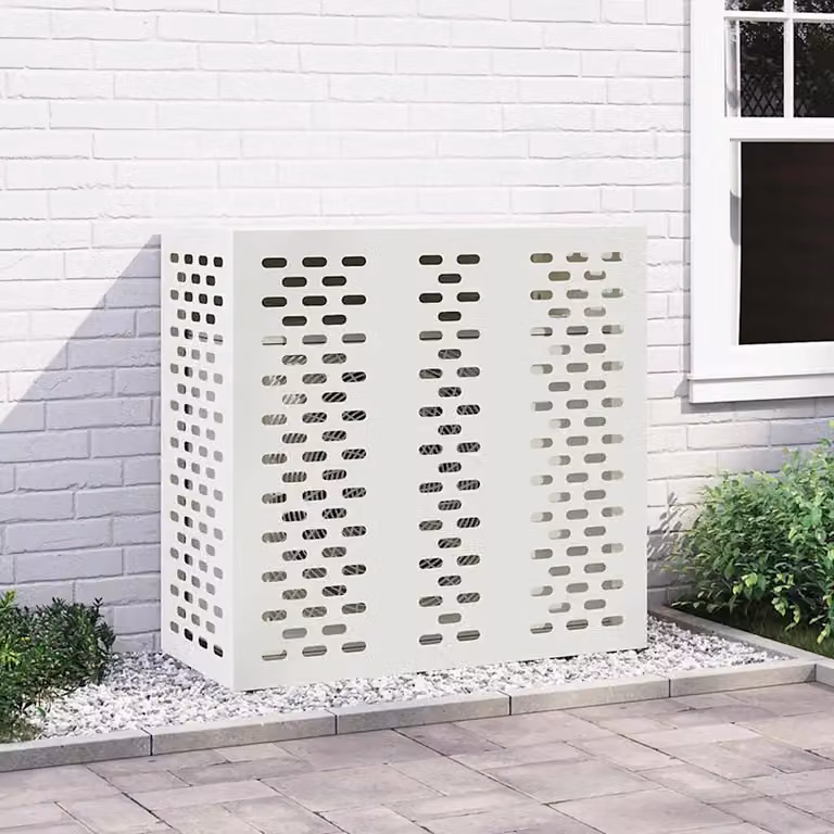 Copertura per condizionatore d'aria vidaXL in acciaio zincato, Bianco