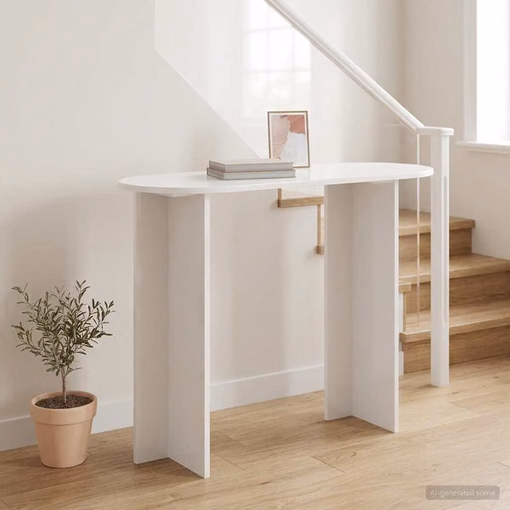 vidaXL Tavolo consolle moderno in MDF bianco lucido L 100 x P 39,5 x H 75 cm