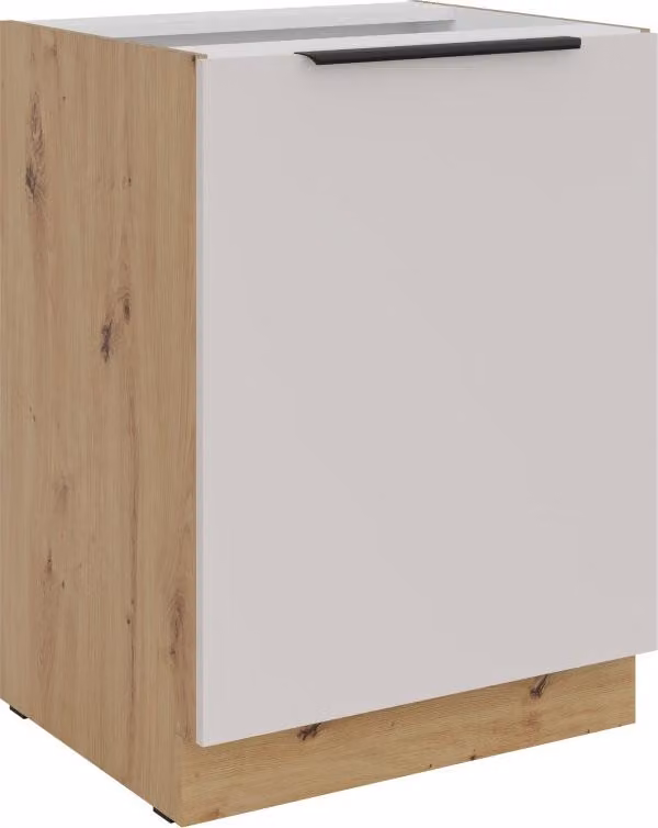 Mobile basso ad anta singola NICOLLA - larghezza 60 cm, rovere cashmere / artigianale