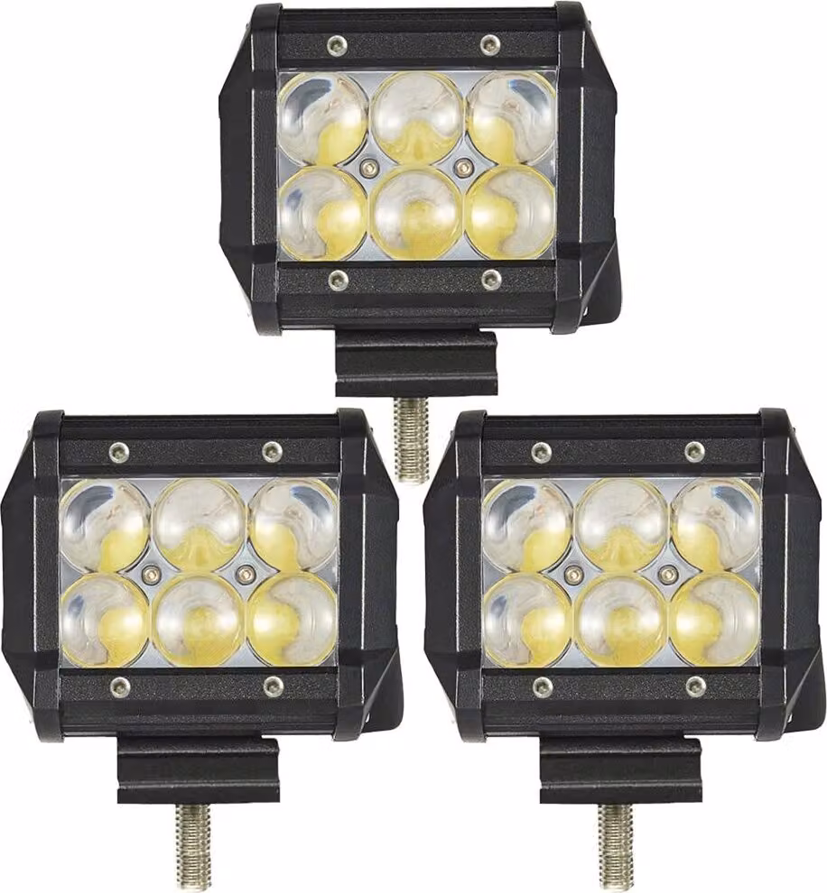 Greenmigo 3X 18W LED proiettore ausiliario 12V 24V 1800LM faro da lavoro LED proiettore IP67 impermeabile angolo del fascio di luce 90 gradi proiettore