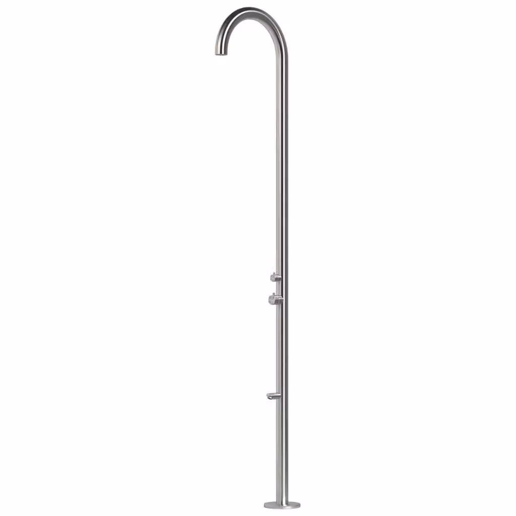 Doccia Esterna Sined Modello Olbia in Acciaio Inox 316L Satinato Argento con Sistema Cbox, H: 244 cm, Diametro: 6 cm – 2