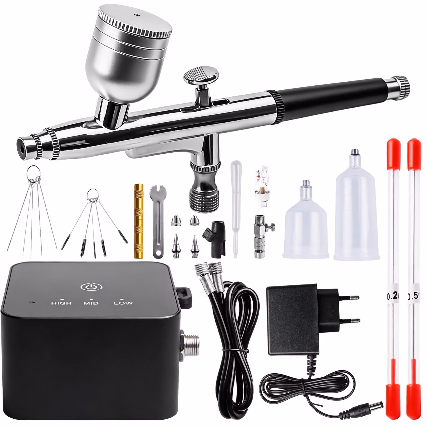 Kit per aerografo da 25 PSI con compressore, a doppia azione, portatile