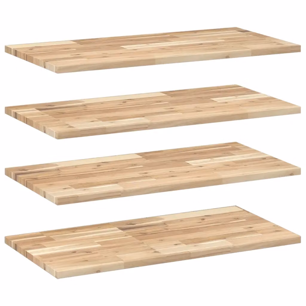 Set di 4 mensole da parete VIDAXL in legno di acacia non trattato, colore marrone, L 100 x P 40 x H 2 cm