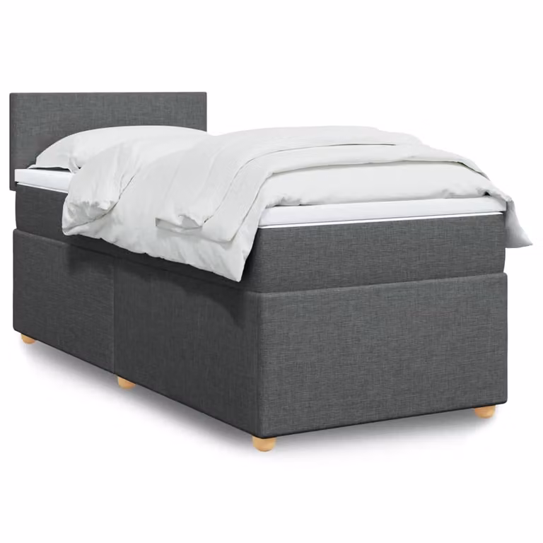 vidaXL Giroletto a Molle con Materasso Ibrido in Tessuto Grigio e Bianco, L/P/H: 90 x 190 cm