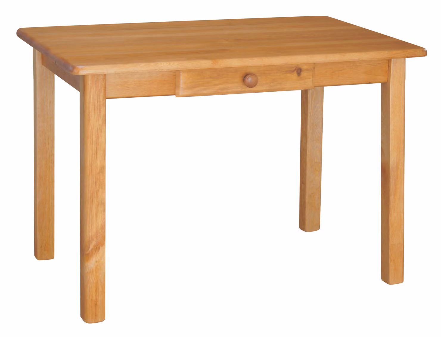 Tavolo con cassetto in legno di pino massiccio nel colore Ontano 130 x 70 cm