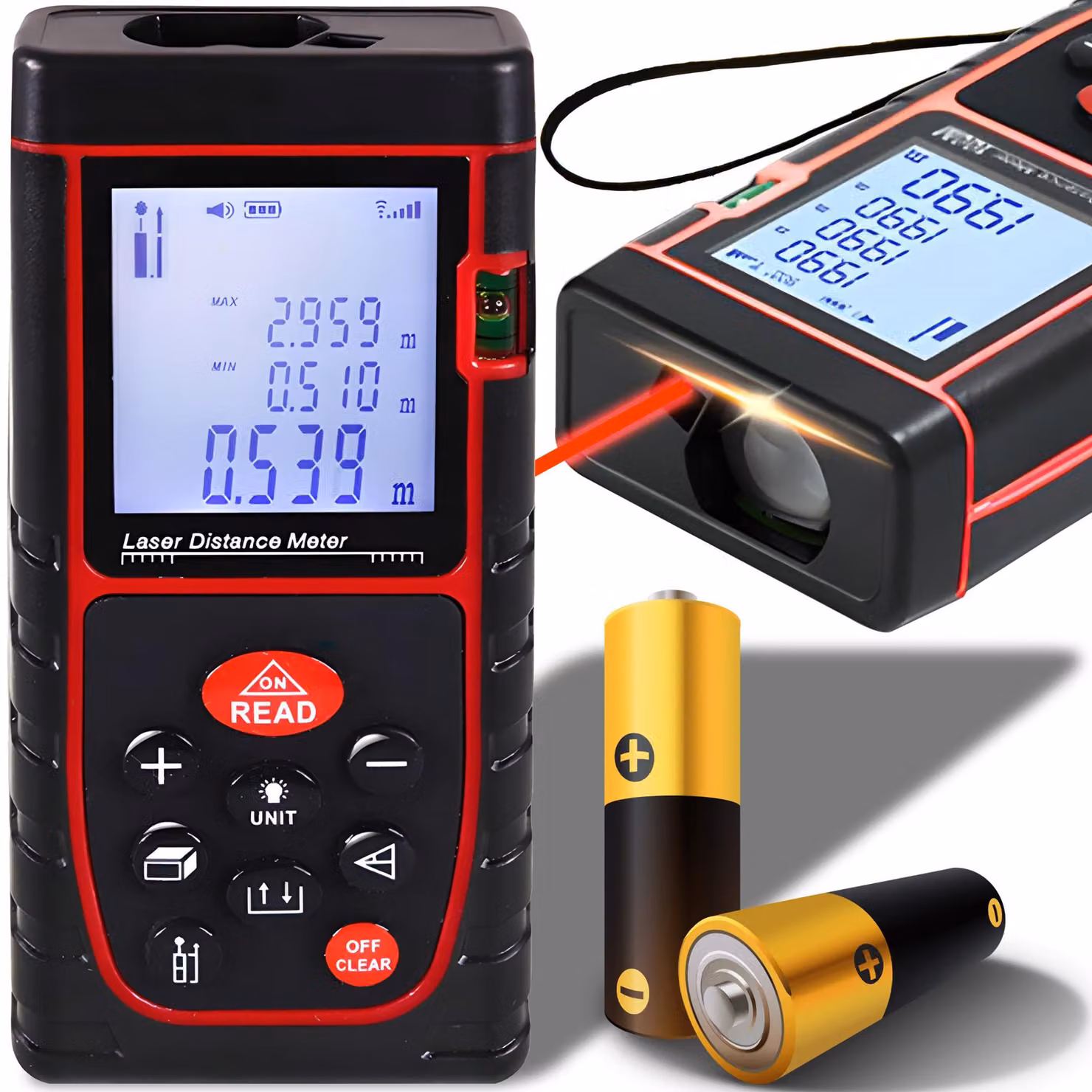 Telemetro laser professionale Alloggiamento a batteria digitale 40M Misuratore di distanza Retroilluminazione LCD Molte modalità di misurazione Distanza IP54 Misurazione di precisione Retoo