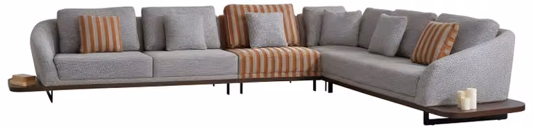 Divano ad angolo grigio di design - Lussuoso divano imbottito a forma di L per il soggiorno