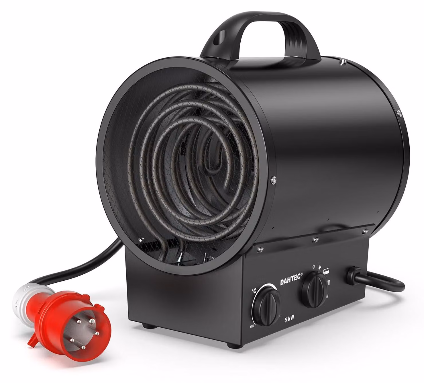 Stufa elettrica da officina da 5000 W - Acciaio nero - Potente stufa ventilata per cantieri