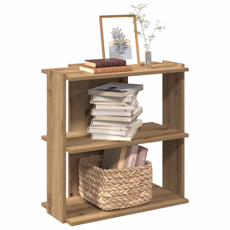 Libreria a 3 Ripiani vidaXL in Legno Marrone Rustico L: 60 cm, P: 30 cm, H: 60 cm