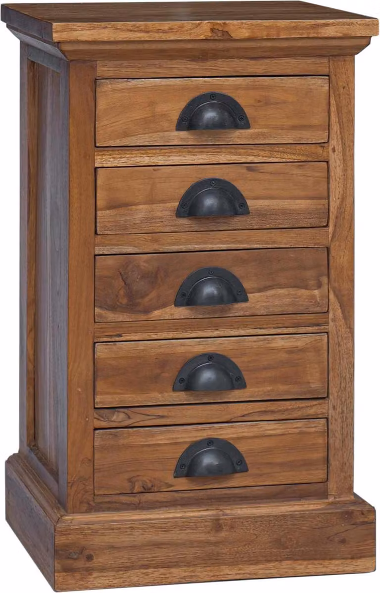 vidaXL Comò con cassetti Naturale 35 x 30 x 60 cm Legno massello Teak