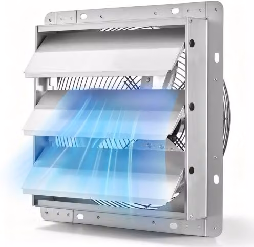 VEVOR Ventilatore Estrattore con Serranda a Alette Automatiche in Acciaio Inox, Aspiratore da Parete Argento