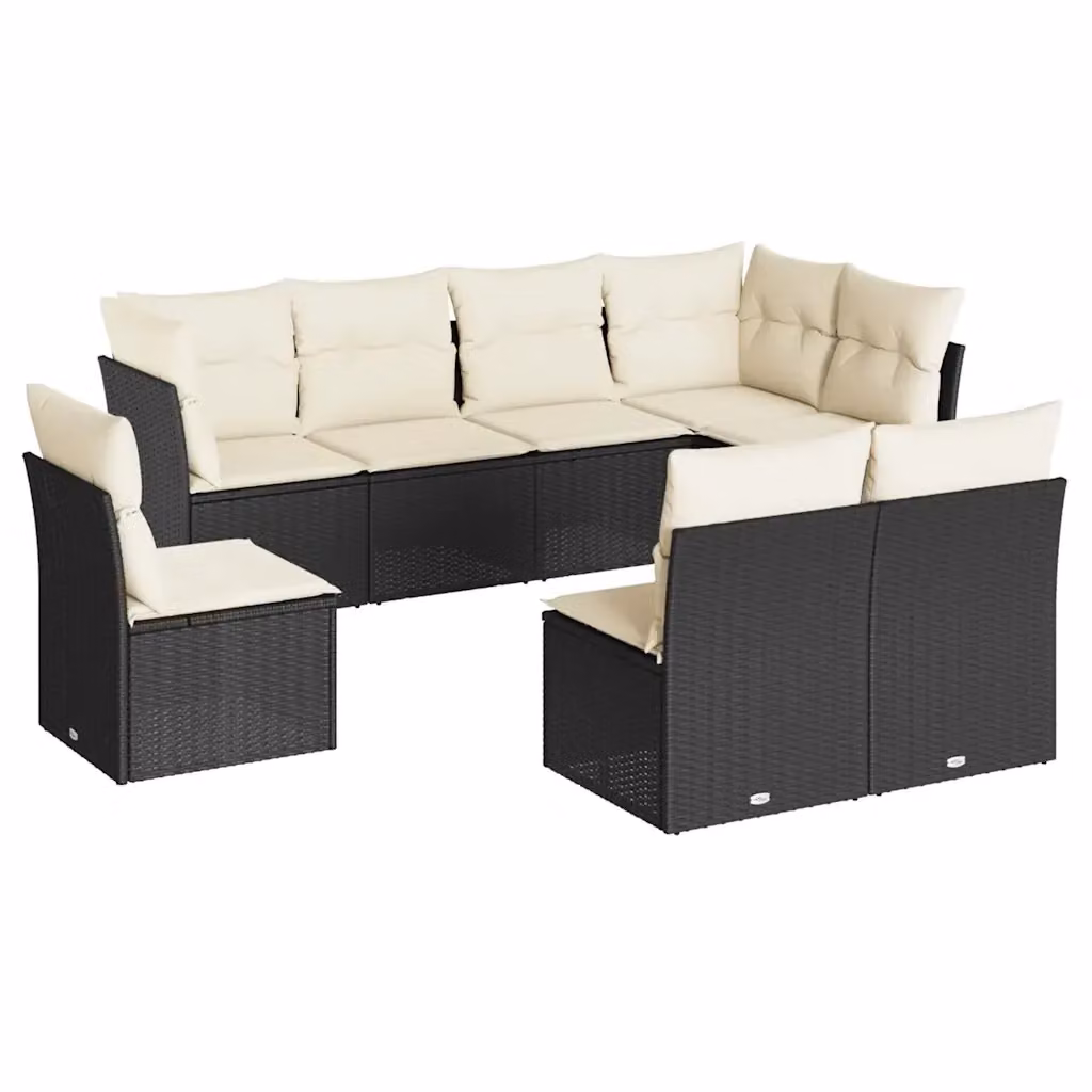Set di divani da giardino vidaXL in polyrattan nero con 8 cuscini e coperture rimovibili – 2