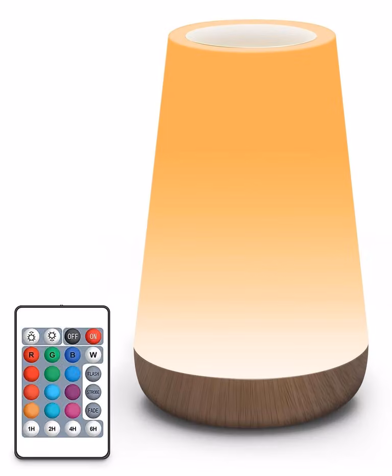 Lampada da comodino Auxmir, touch, dimmerabile, con luce notturna e telecomando, color marrone scuro