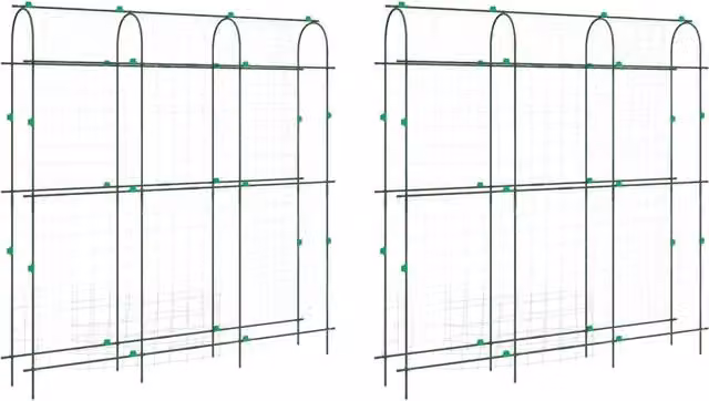 Set di 2 tralicci da giardino regolabili a forma di U HELLOSHOP26 in acciaio colore verde L: 181 cm, P: 31 cm, H: 182,5 cm