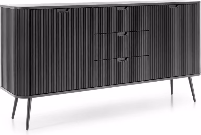 FURNLUX Credenza Zova Nero 168cm / Colore principale: Nero / Dimensioni: 168 x 87 x 39 cm