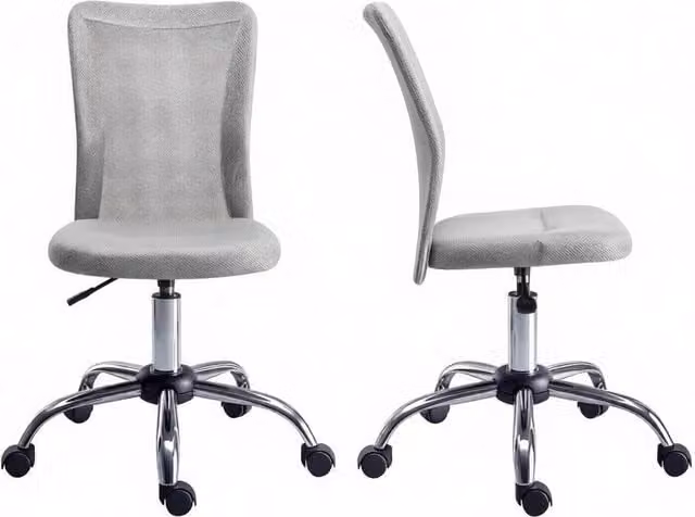 Sedia da ufficio girevole moderna in tessuto grigio con struttura in metallo e ruote per casa e ufficio