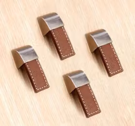 Set di 4 manici in pelle (foro singolo, marrone)