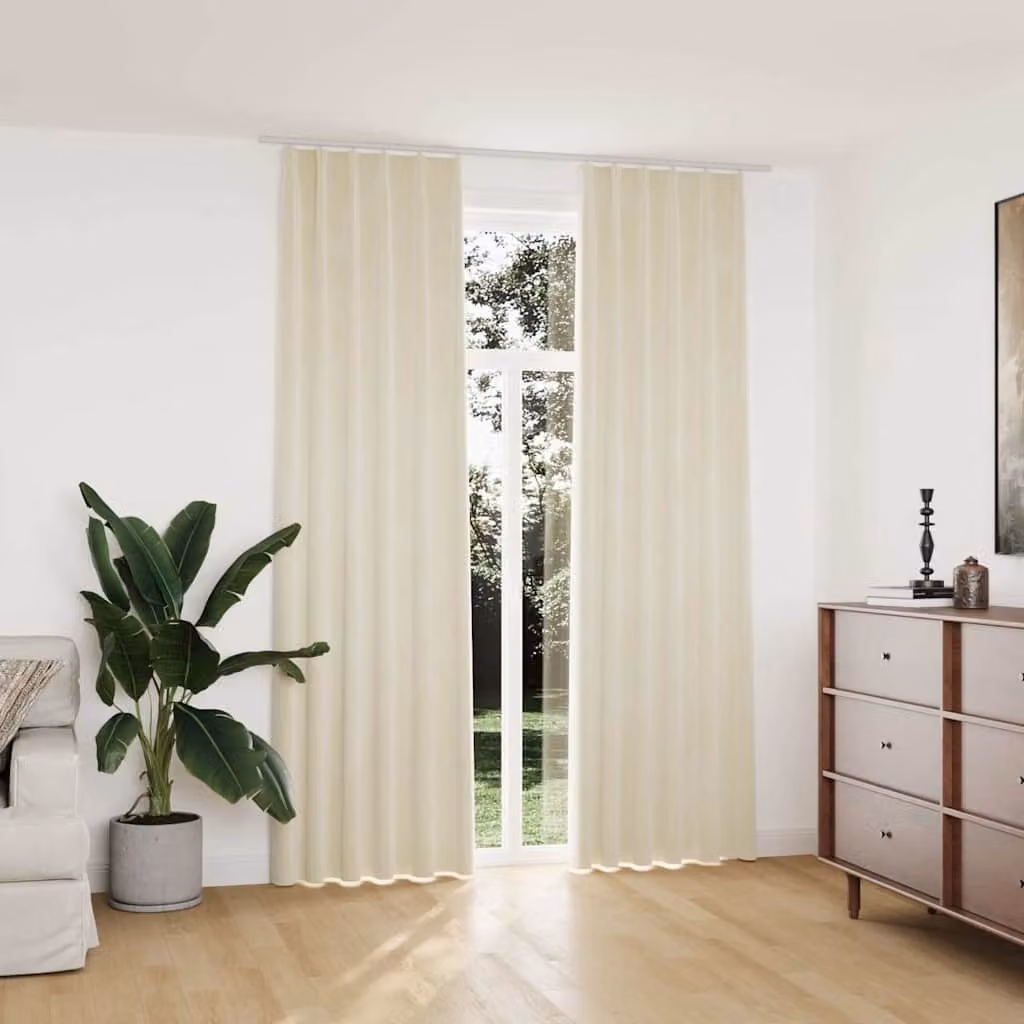 Set di 2 tende oscuranti vidaXL in velluto beige con ganci, L 140 cm x H 245 cm