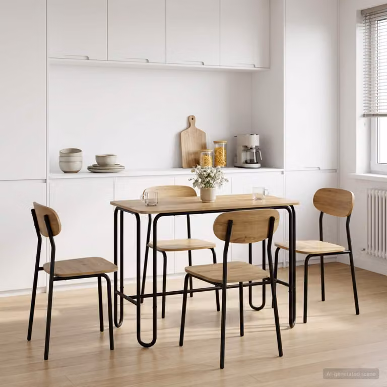 Tavolo da pranzo moderno vidaXL in legno ingegnerizzato e metallo, marrone e argento, L 100 x P 50 x H 75 cm