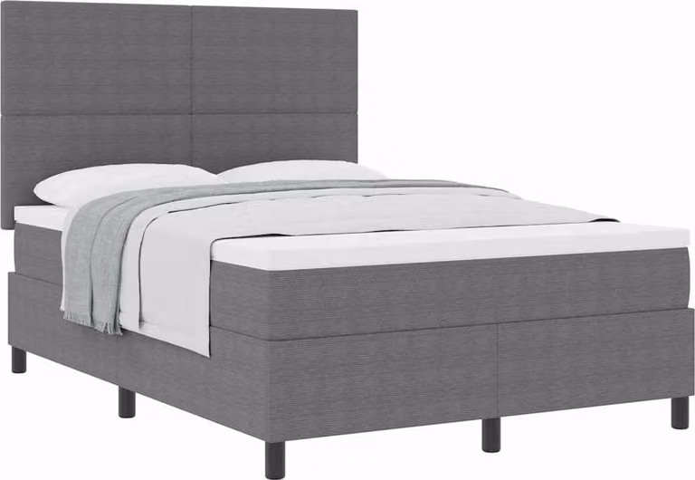 Letto a molle con testiera Grigio chiaro e bianco 140 x 200 cm