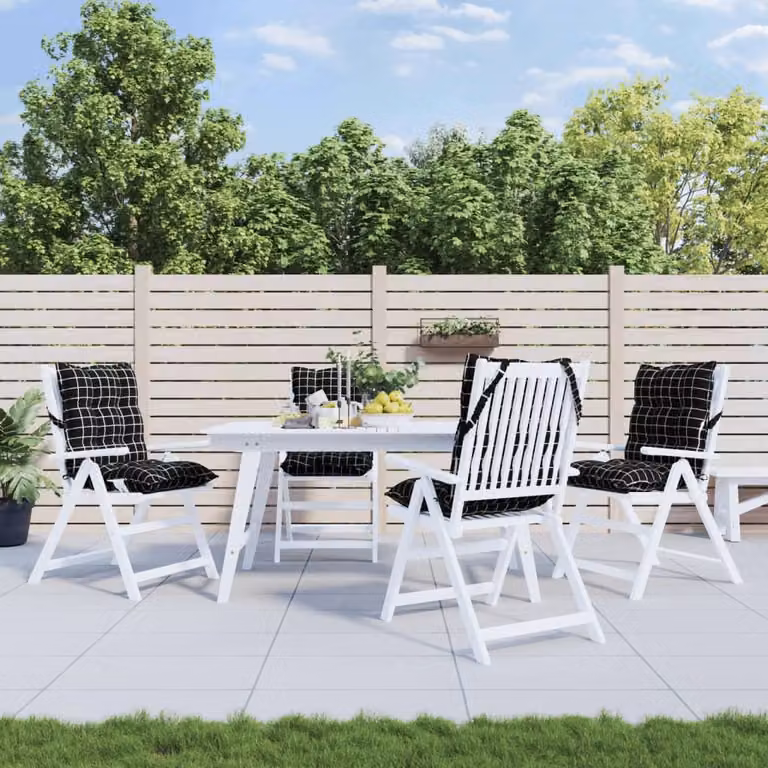 Set di 4 cuscini per sedie con schienale basso vidaXL, design moderno con motivi geometrici, colore nero e multicolore, in tessuto Oxford impermeabile e traspirante