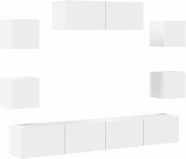 Set di Mobili Porta TV 7 pz | Armadietto TV | Mobile Porta TV Bianco in Legno Multistrato