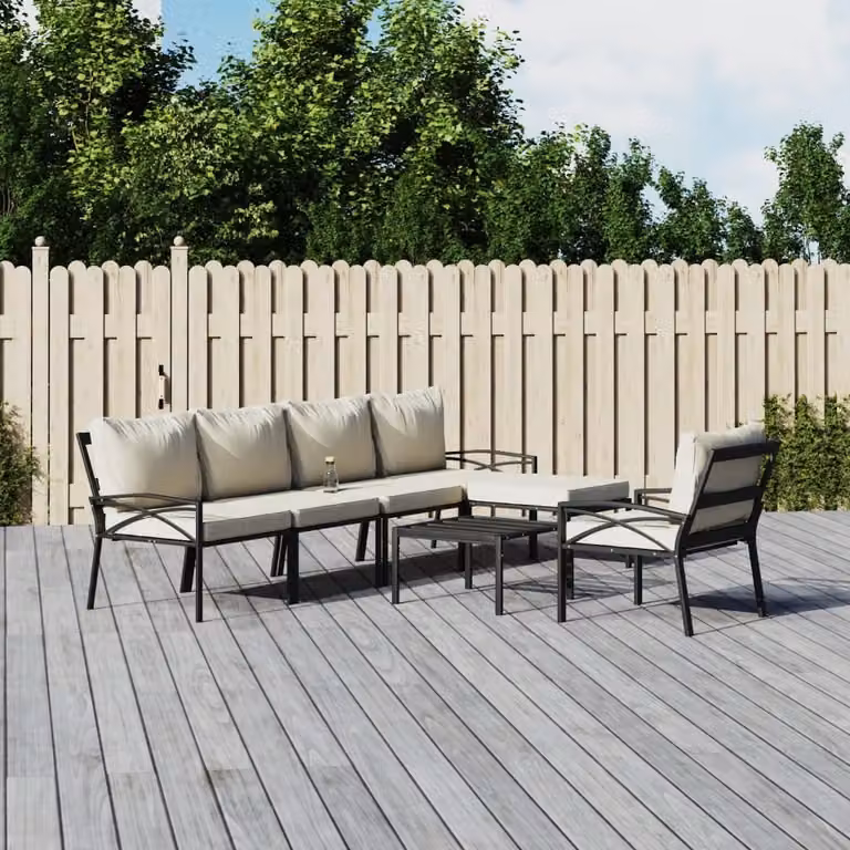 Maison Exclusive - Set Salotto da Giardino 7pz con Cuscini Sabbia in Acciaio