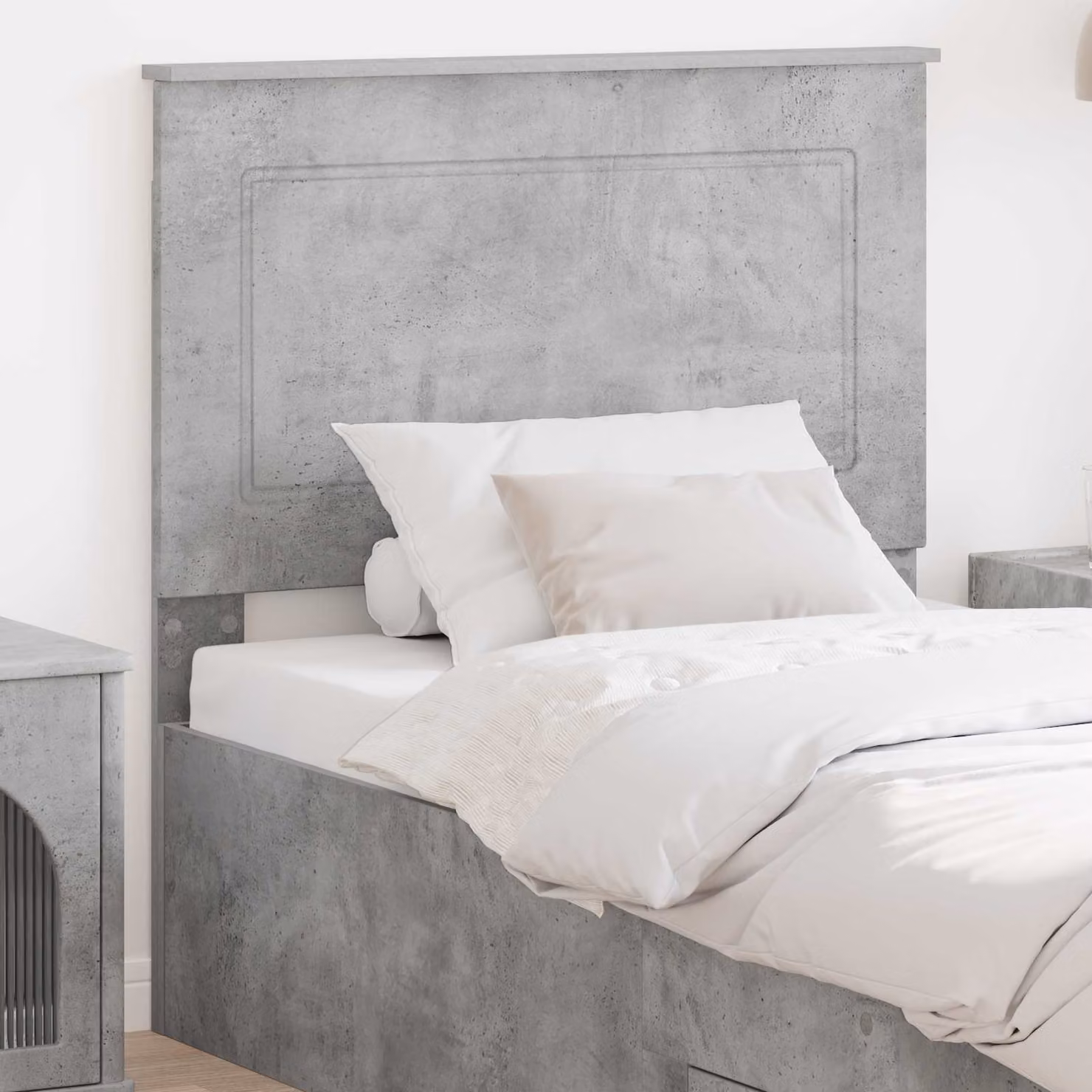 Testiera per letto vidaXL in legno ingegnerizzato grigio cemento, Larghezza: 100 cm