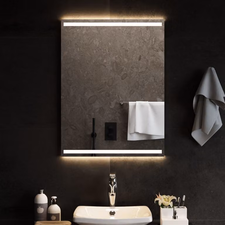 Specchio da bagno con luci LED vidaXL, rettangolare, L: 60 cm, H: 80 cm