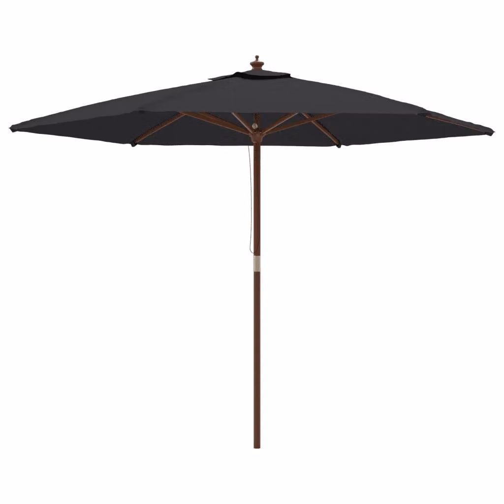 Ombrellone da giardino vidaXL con palo in legno nero L: 299 cm, P: 240 cm – 2